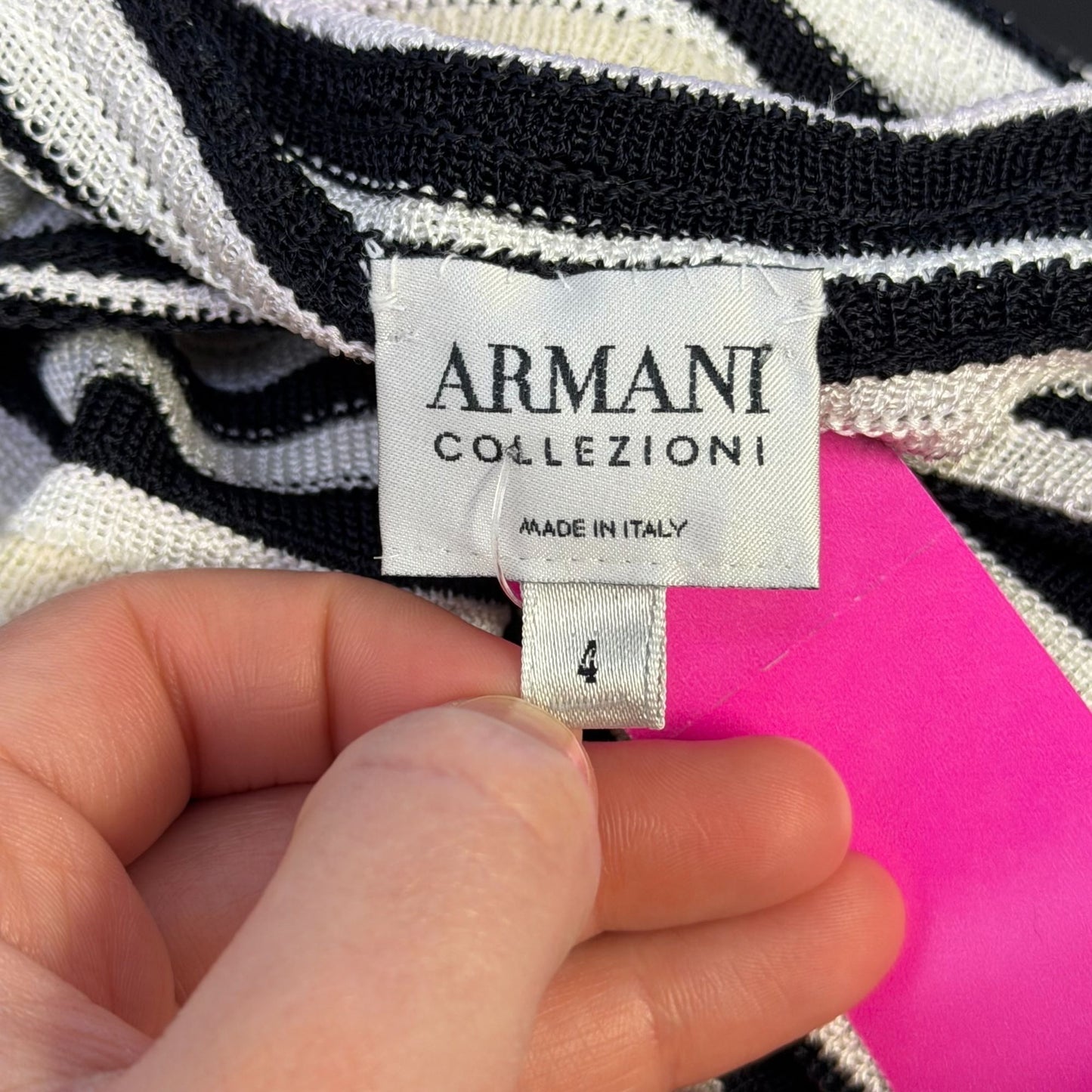 Armani Collezioni Black & Cream Striped Long Sleeve Blouse 4