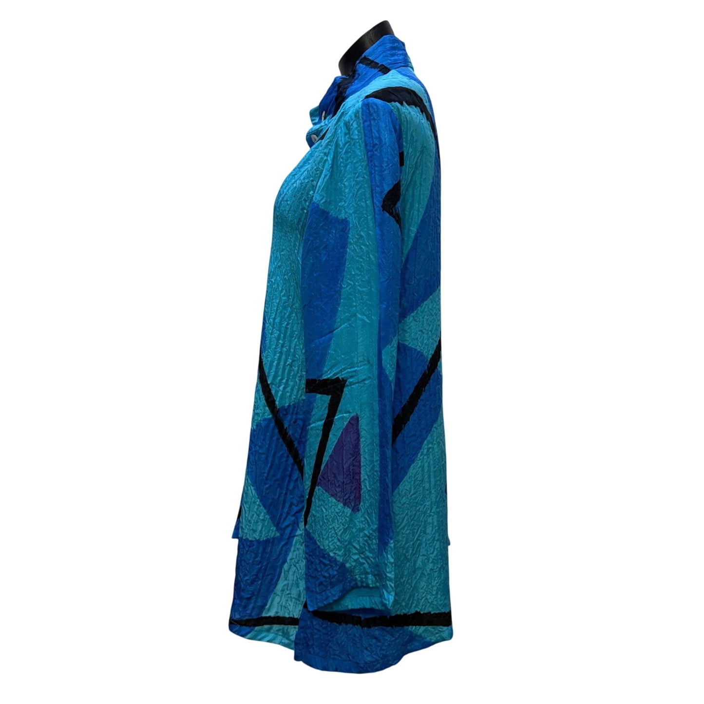 Alexis Abrams Silk Blouse Blue & Purple Geometric Pattern M