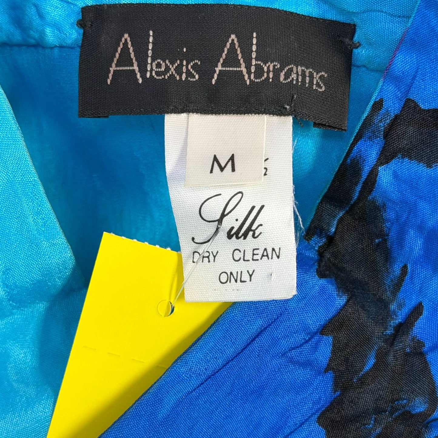 Alexis Abrams Silk Blouse Blue & Purple Geometric Pattern M