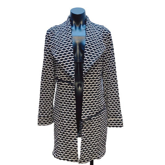 Joseph Ribkoff Black & White Patterned Long Blazer/Jacket Size 10