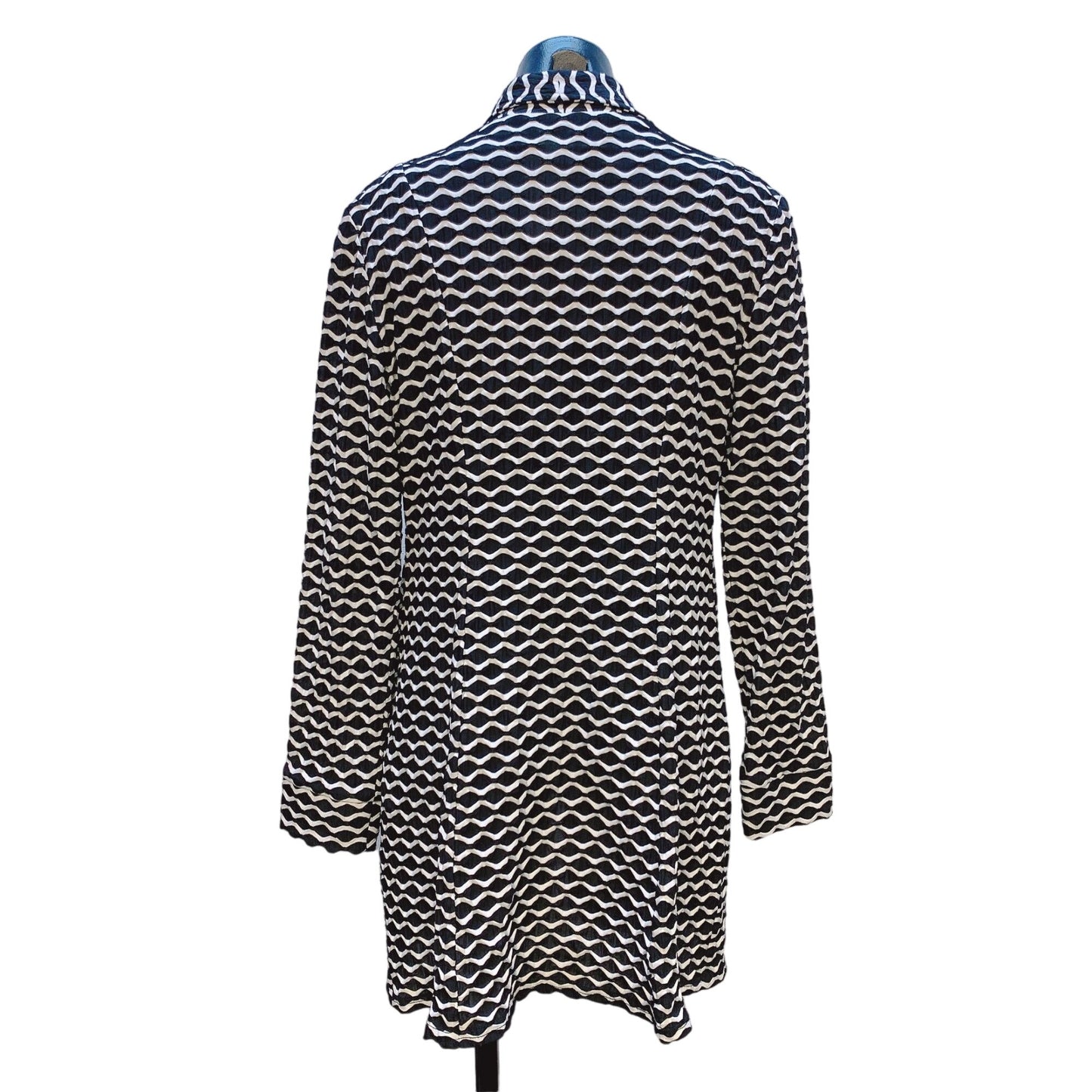 Joseph Ribkoff Black & White Patterned Long Blazer/Jacket Size 10