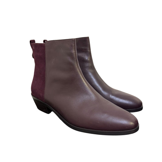 Coach Carmen Semi-Matte Leather & Suede Ankle Boots Purple 10M