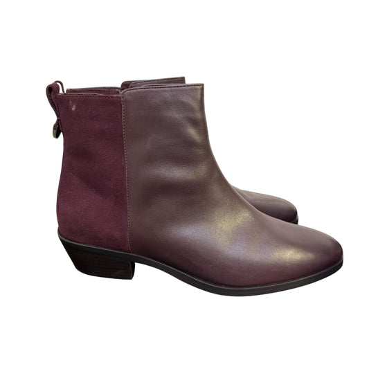 Coach Carmen Semi-Matte Leather & Suede Ankle Boots Purple 10M