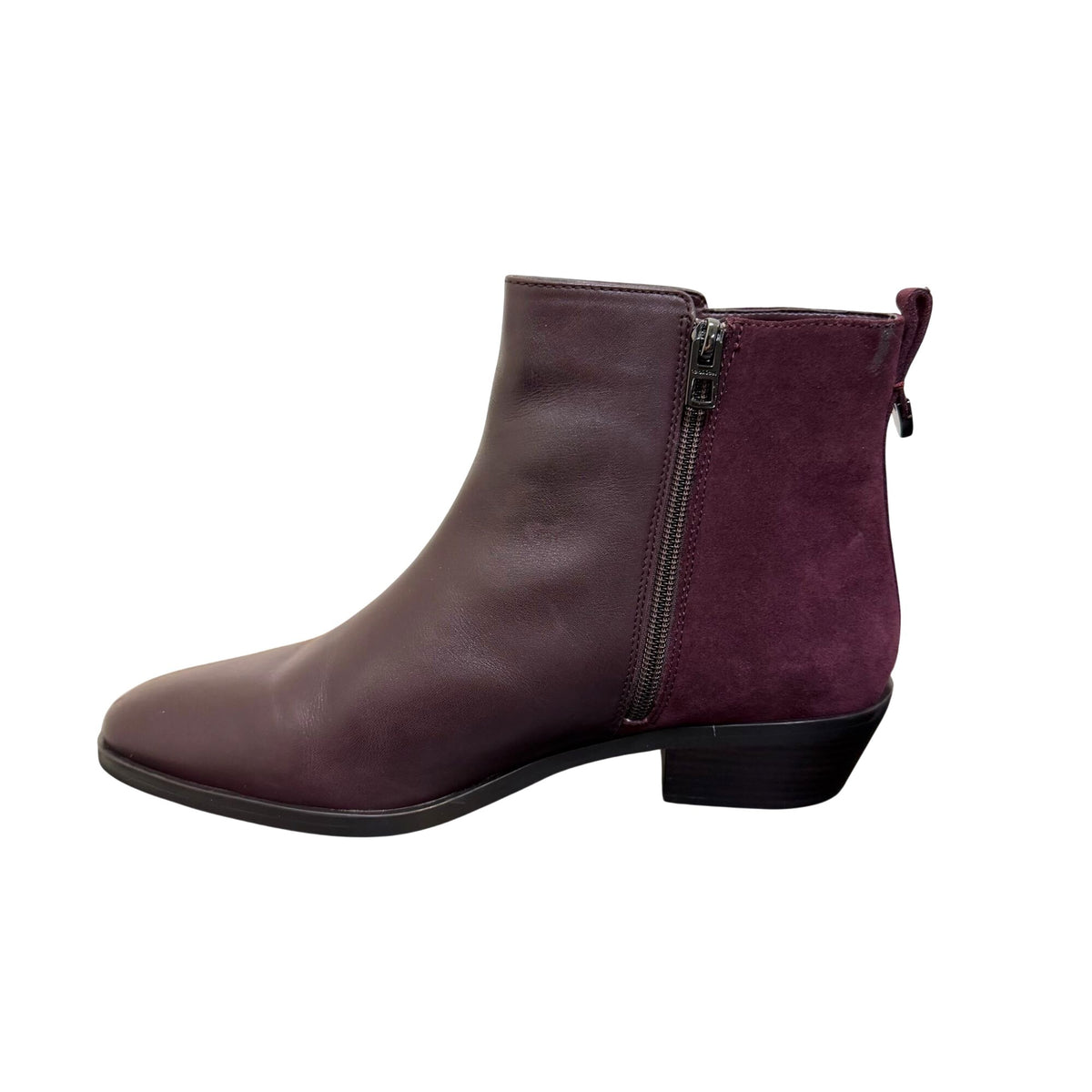 Coach Carmen Semi-Matte Leather & Suede Ankle Boots Purple 10M