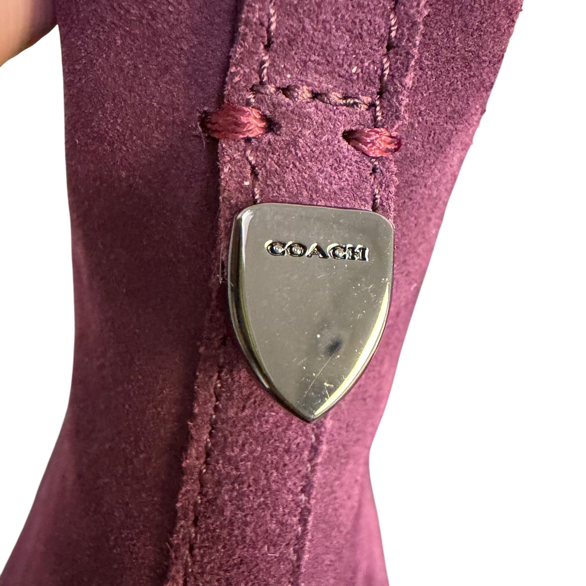 Coach Carmen Semi-Matte Leather & Suede Ankle Boots Purple 10M