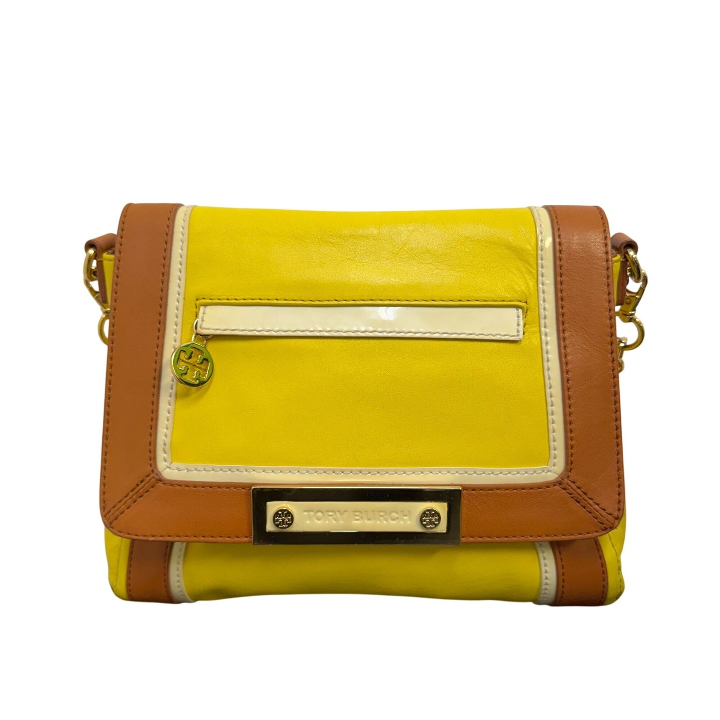 Tory Burch Yellow & Brown Leather Shoulder Bag