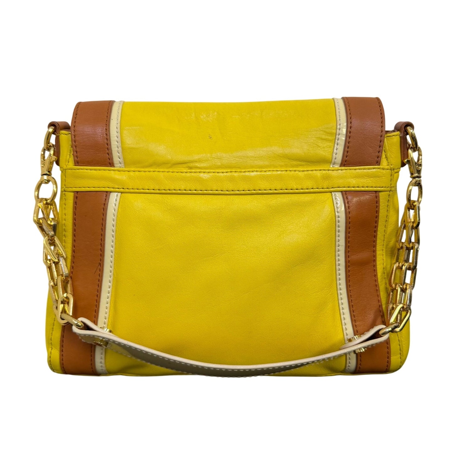 Tory Burch Yellow & Brown Leather Shoulder Bag