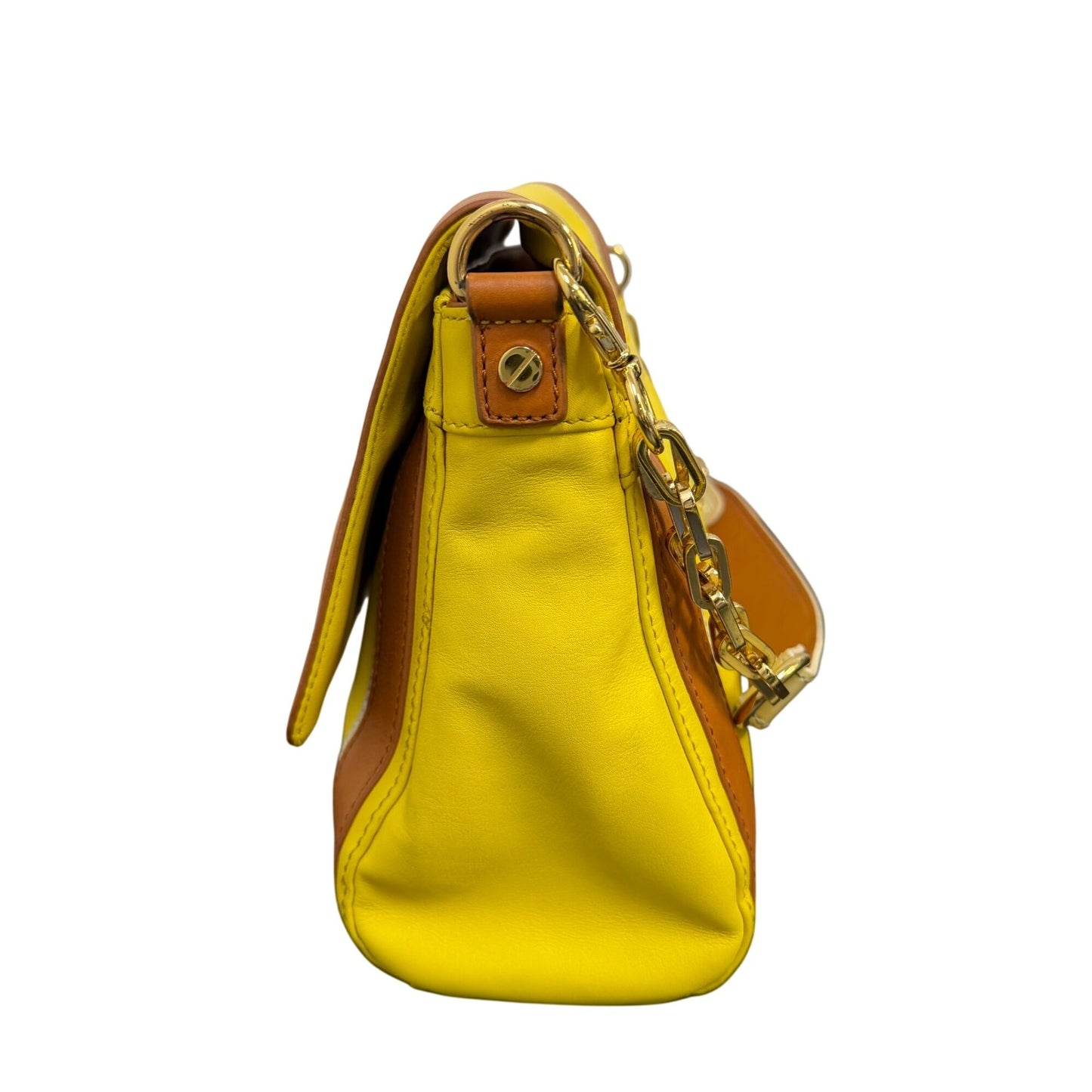 Tory Burch Yellow & Brown Leather Shoulder Bag