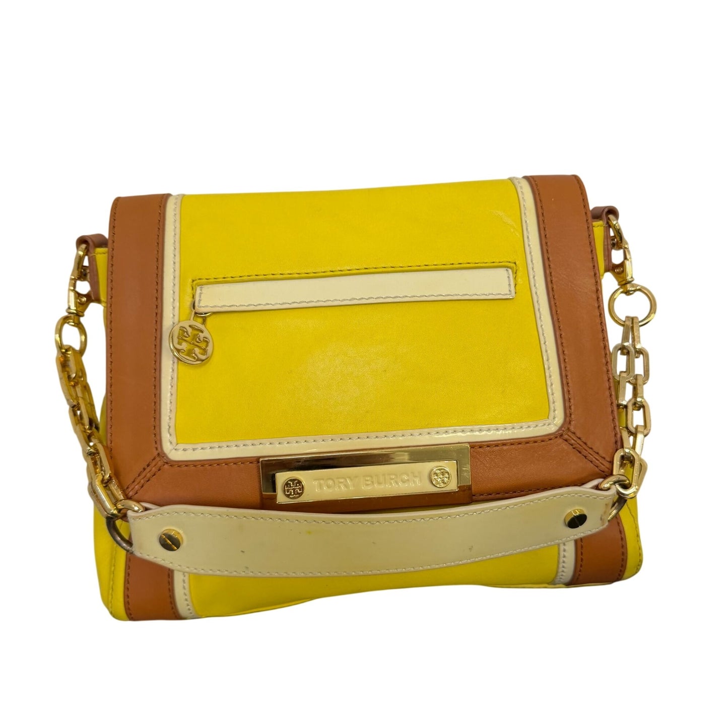 Tory Burch Yellow & Brown Leather Shoulder Bag