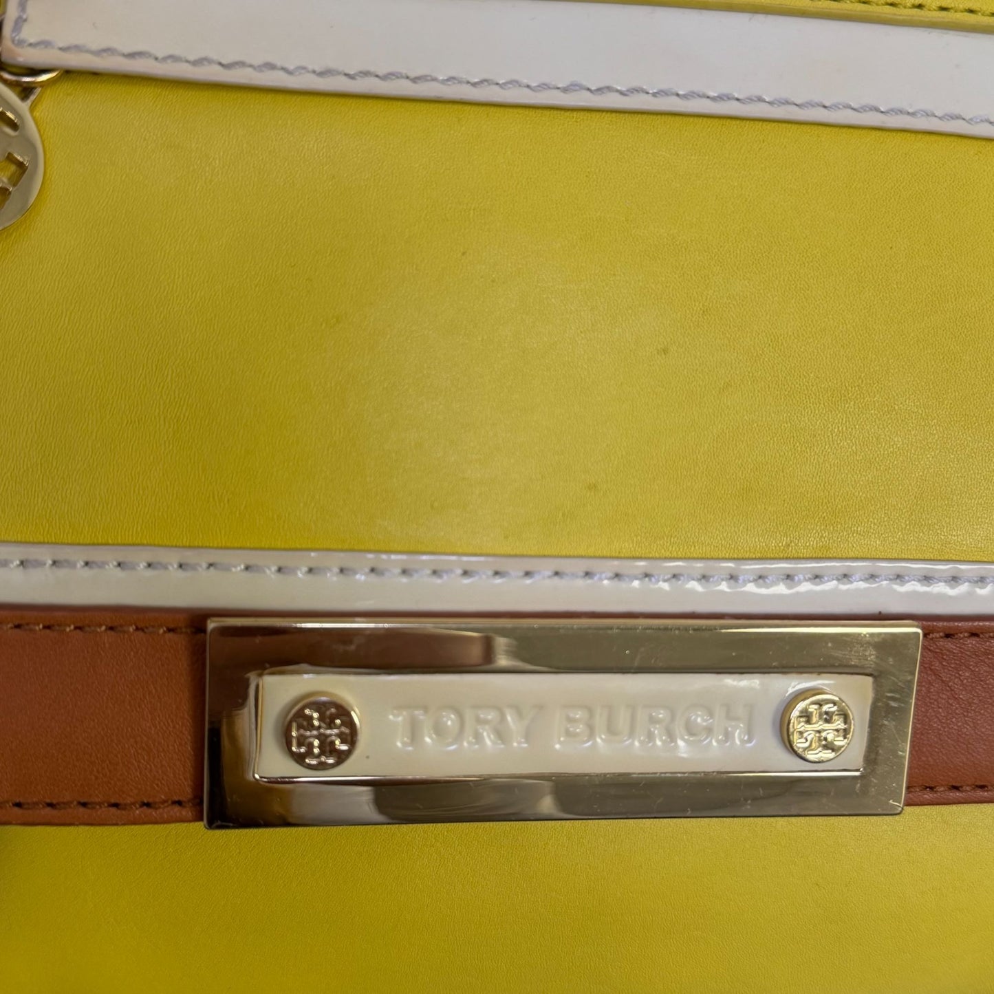 Tory Burch Yellow & Brown Leather Shoulder Bag