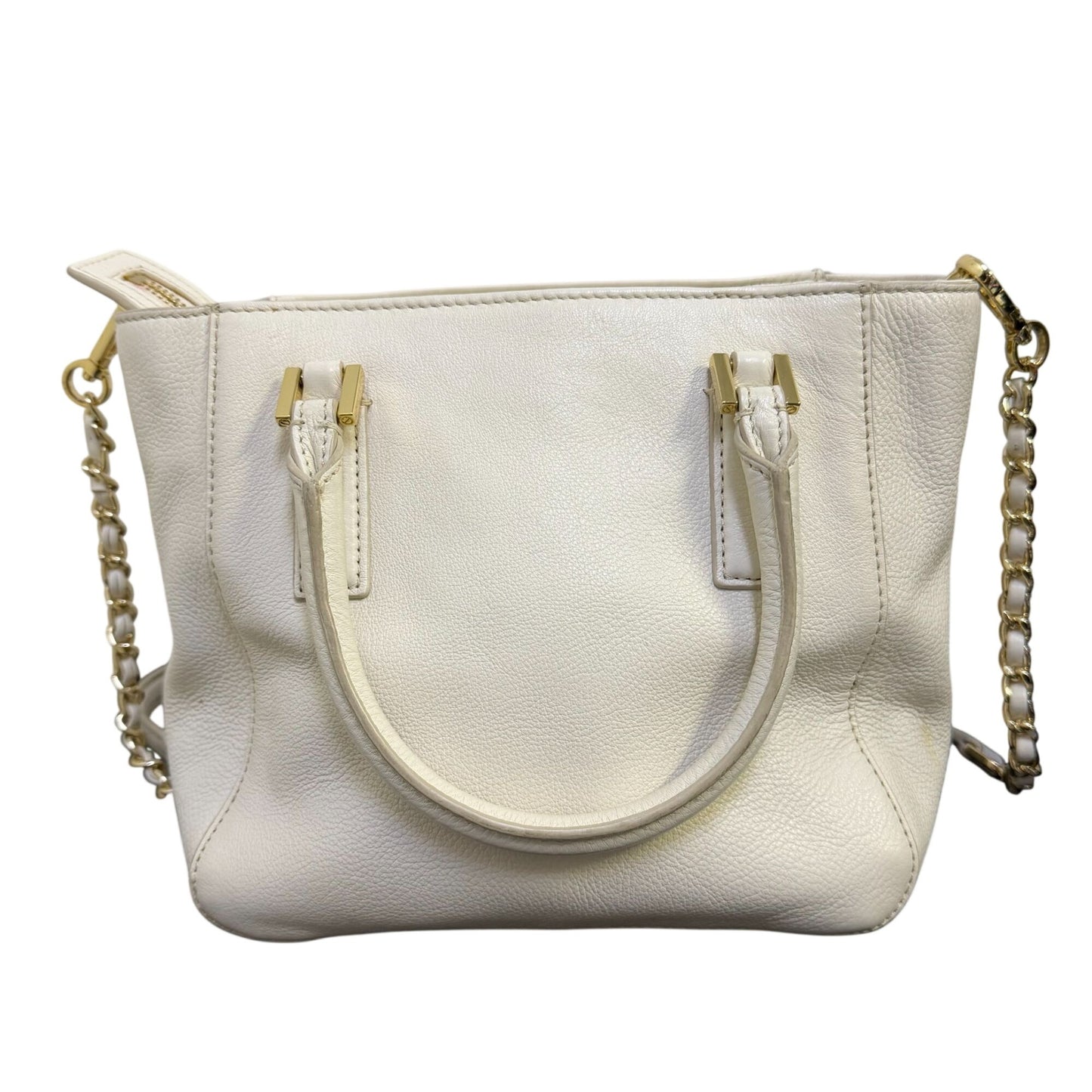 Tory Burch Ivory Leather Shoulder Bag With Gold Chain Strap & Tassel Details