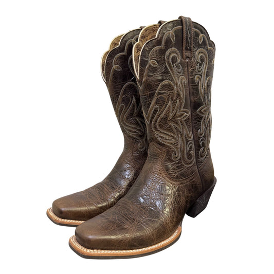 Ariat Western Boots Brown Leather Square Toe 8.5 B