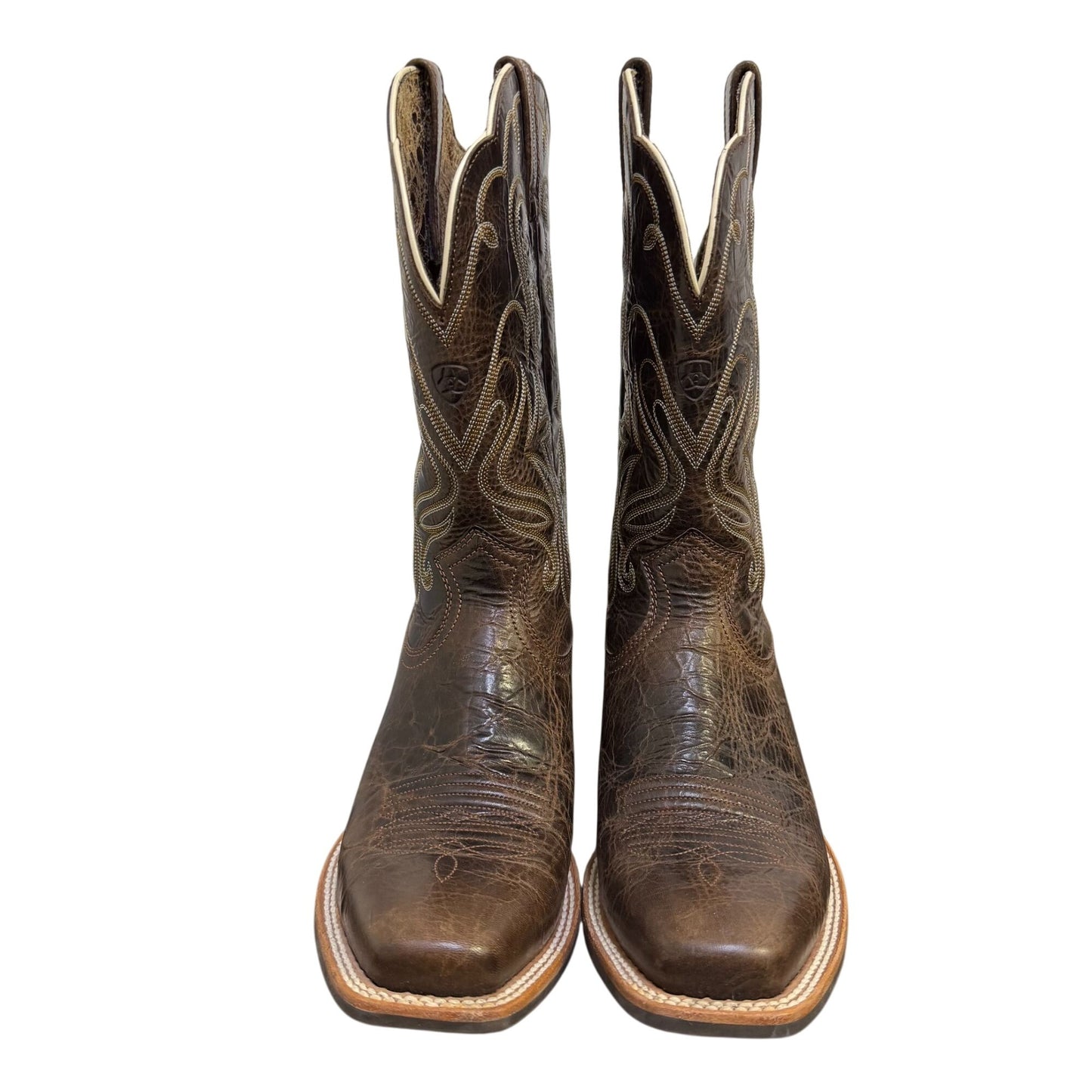 Ariat Western Boots Brown Leather Square Toe 8.5 B