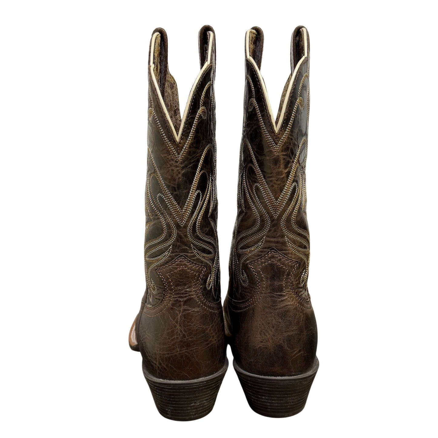 Ariat Western Boots Brown Leather Square Toe 8.5 B