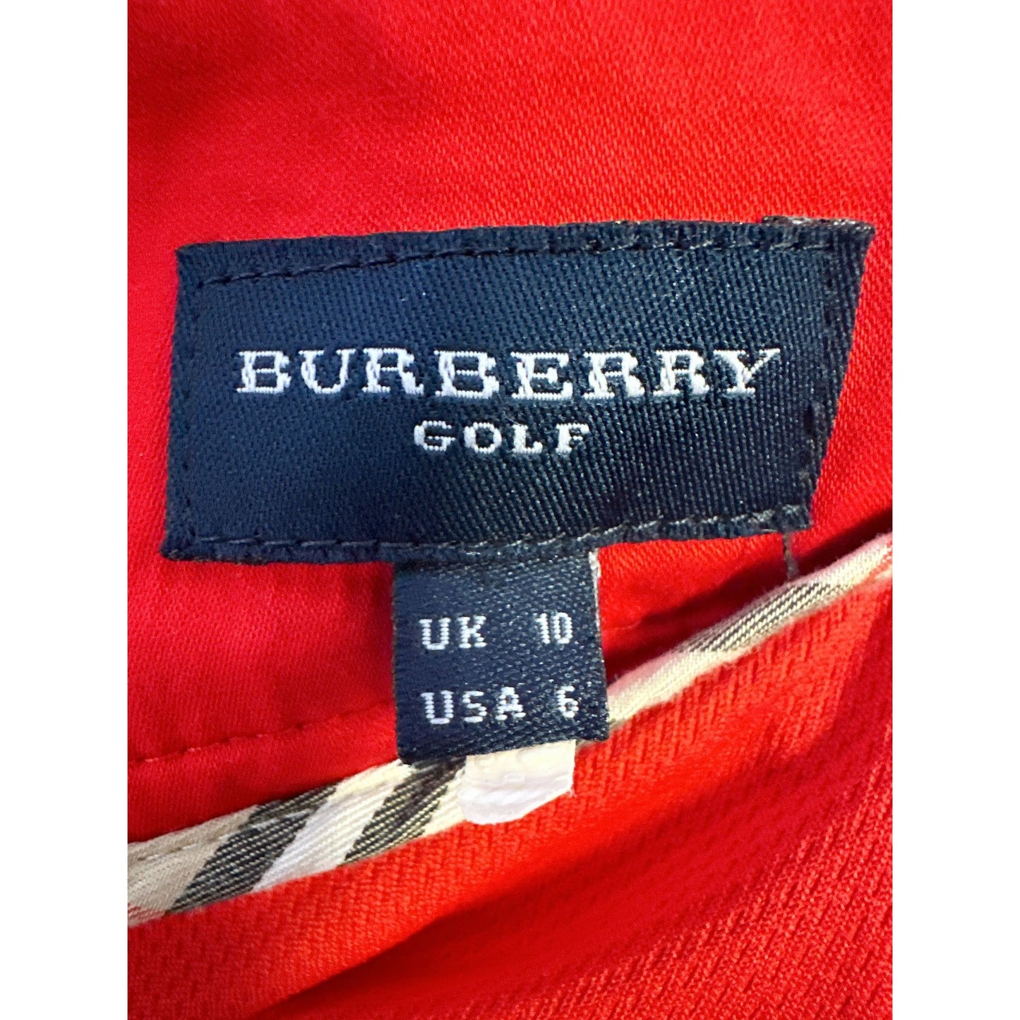 Burberry Golf Red Knee-Length A-Line Skort w/Plaid Insert & Side Zipper Closure Size S