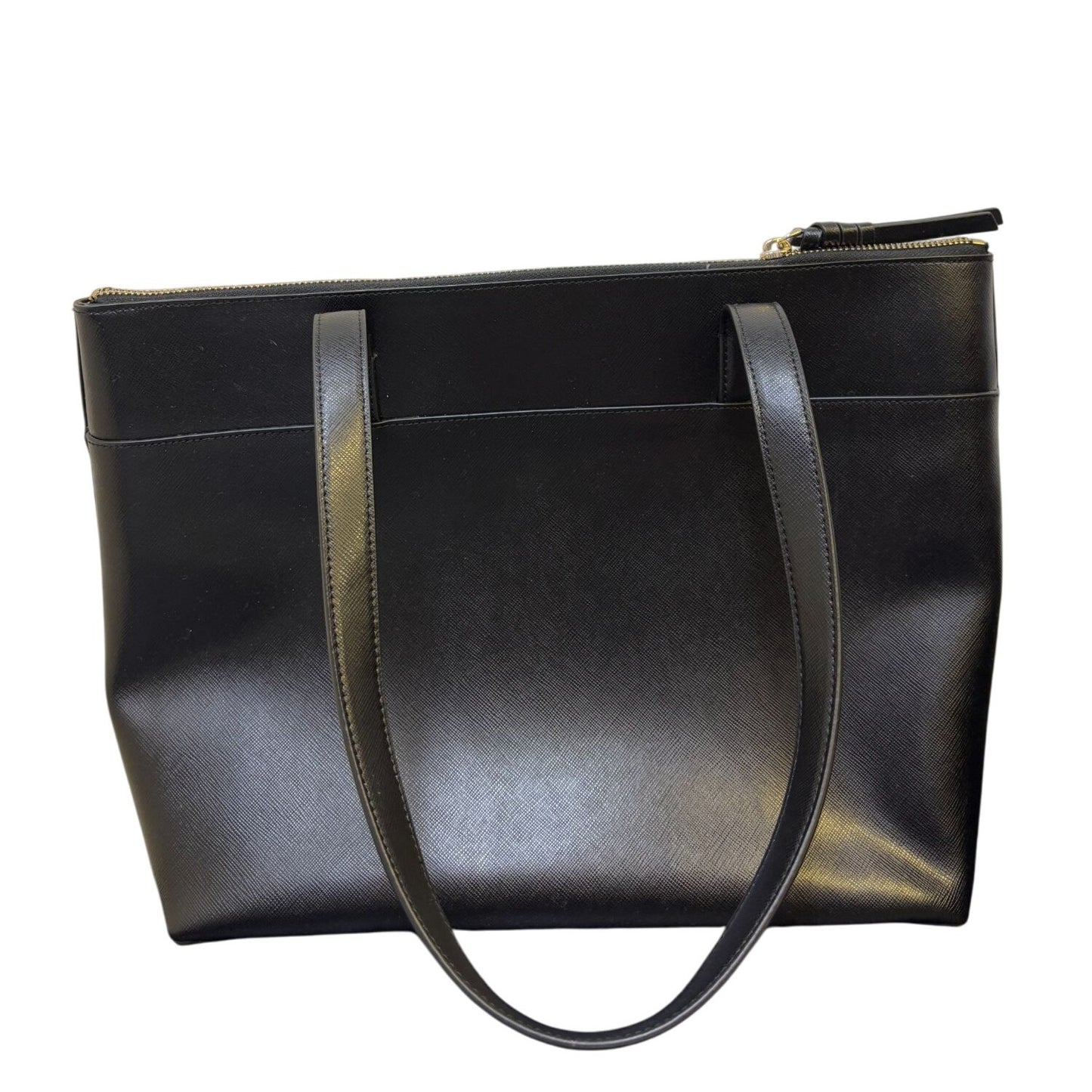 Kate Spade New York Black Leather Tote Bag With Zip Closure