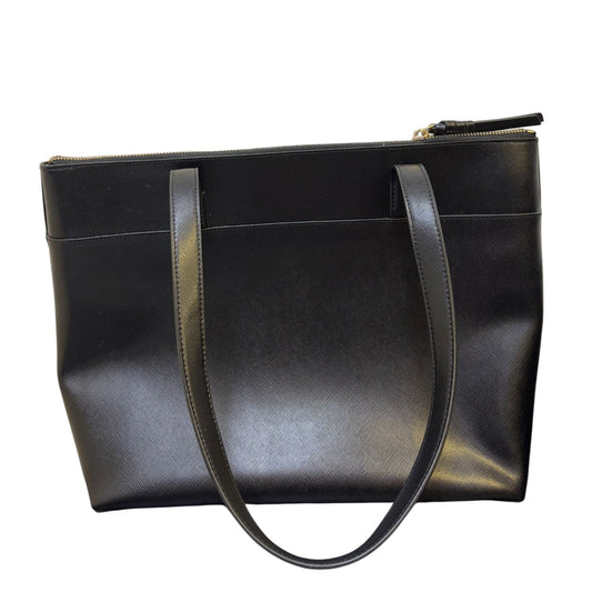 Kate Spade New York Black Leather Tote Bag With Zip Closure