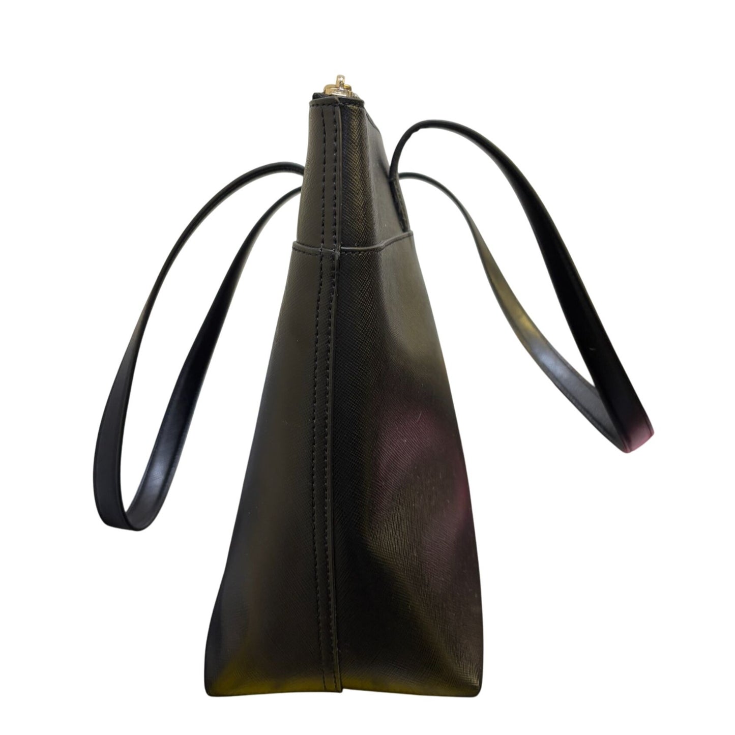 Kate Spade New York Black Leather Tote Bag With Zip Closure