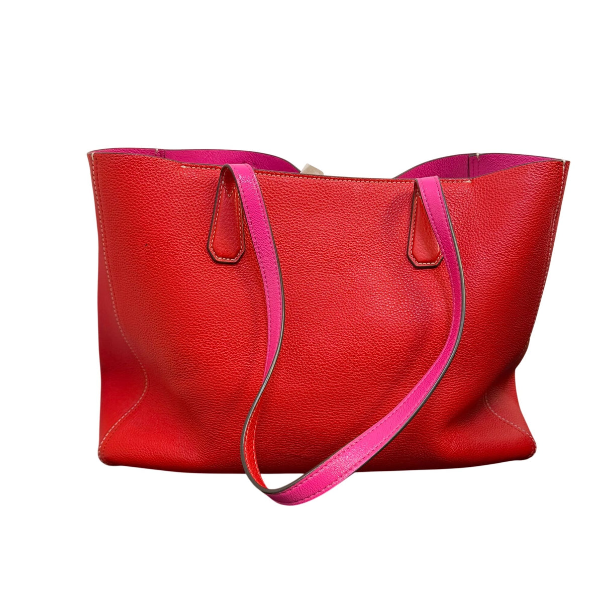 Tory Burch Perry Leather Tote Bag Red & Pink Dual-Tone