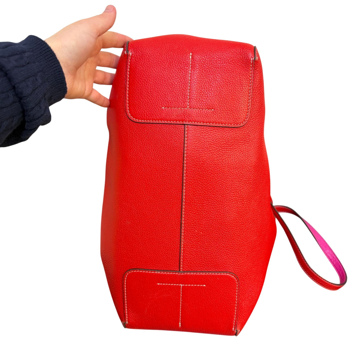 Tory Burch Perry Leather Tote Bag Red & Pink Dual-Tone