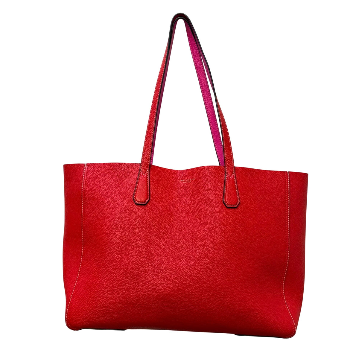 Tory Burch Perry Leather Tote Bag Red & Pink Dual-Tone