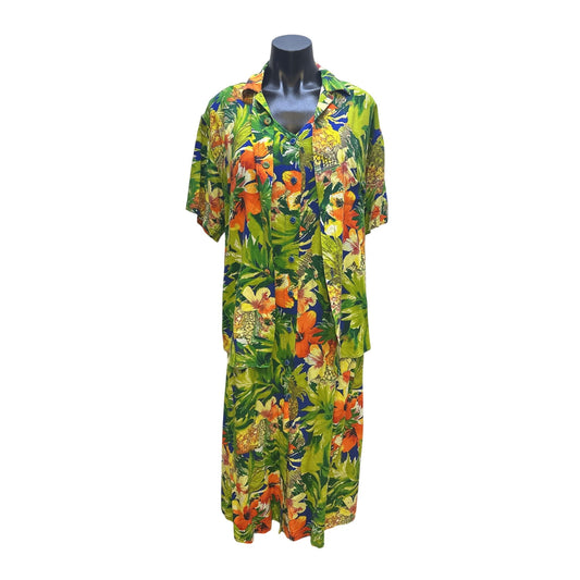 Jams World Vintage Tropical Floral Dress & Matching Jacket Set Size S