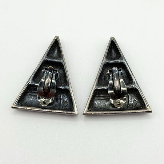 Ben Amun Vintage Silver-Tone Geometric Clip-On Earrings