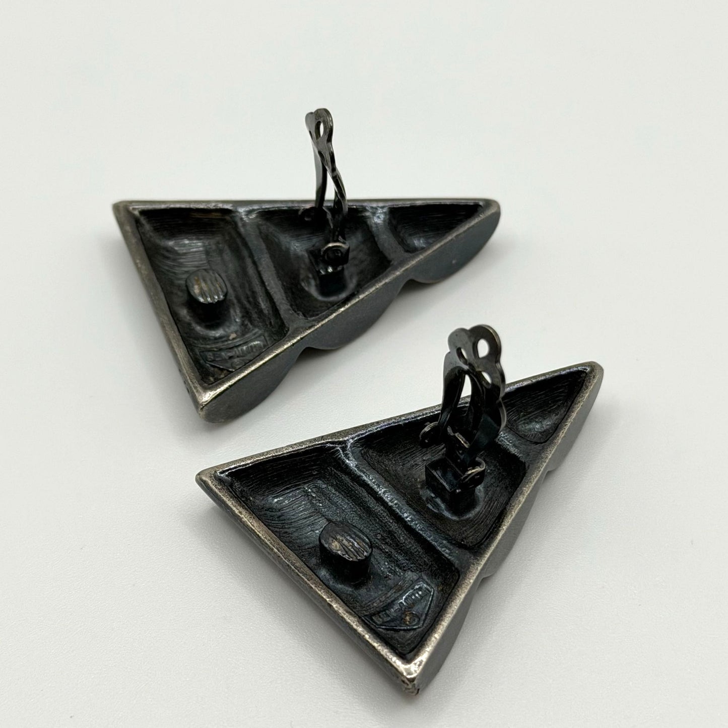 Ben Amun Vintage Silver-Tone Geometric Clip-On Earrings