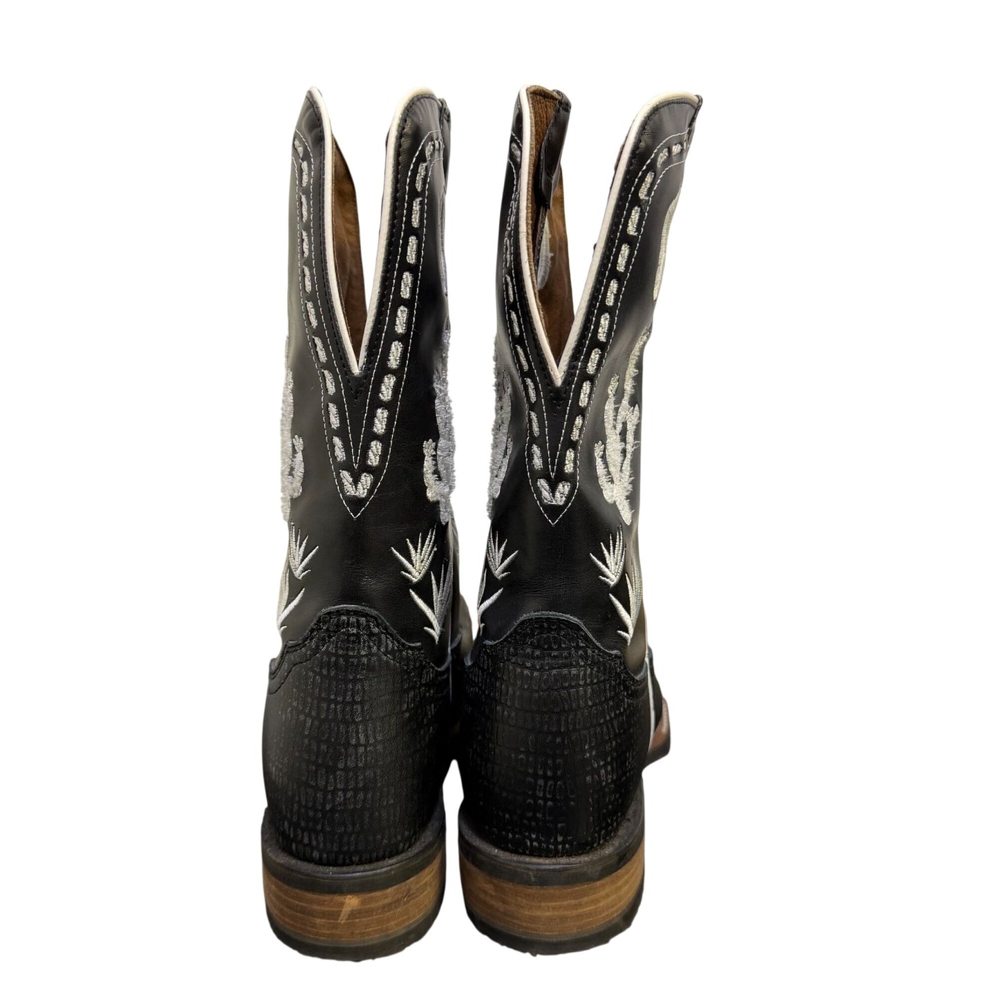 Nacona Western Cowboy Boots Black  Leather Square Toe Size 7.5