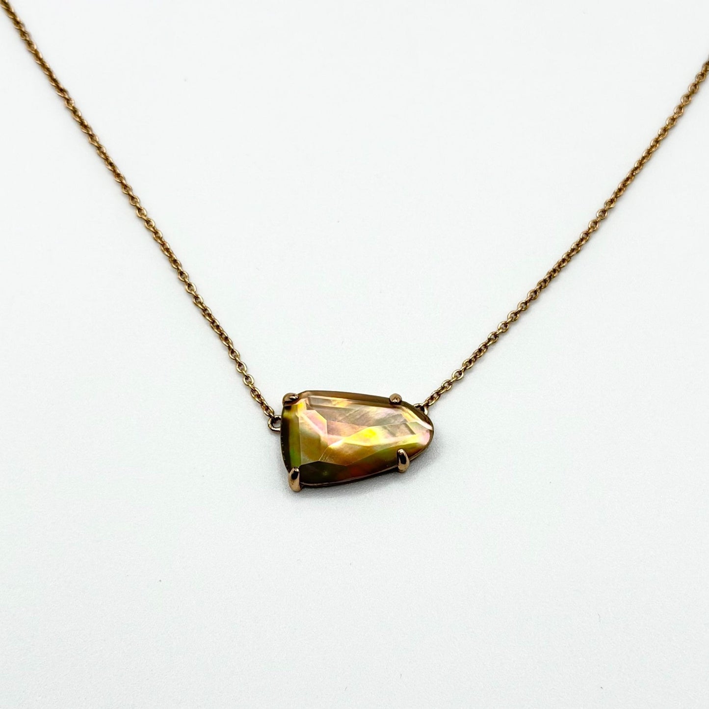 Kendra Scott Iridescent Abalone Rose Gold Necklace Adjustable Length
