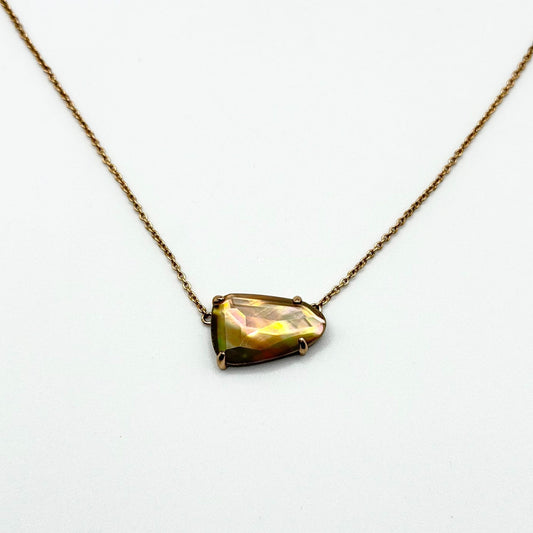 Kendra Scott Iridescent Abalone Rose Gold Necklace Adjustable Length