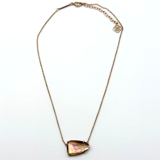 Kendra Scott Iridescent Abalone Rose Gold Necklace Adjustable Length