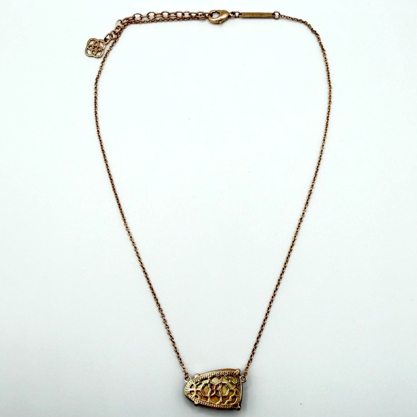 Kendra Scott Iridescent Abalone Rose Gold Necklace Adjustable Length