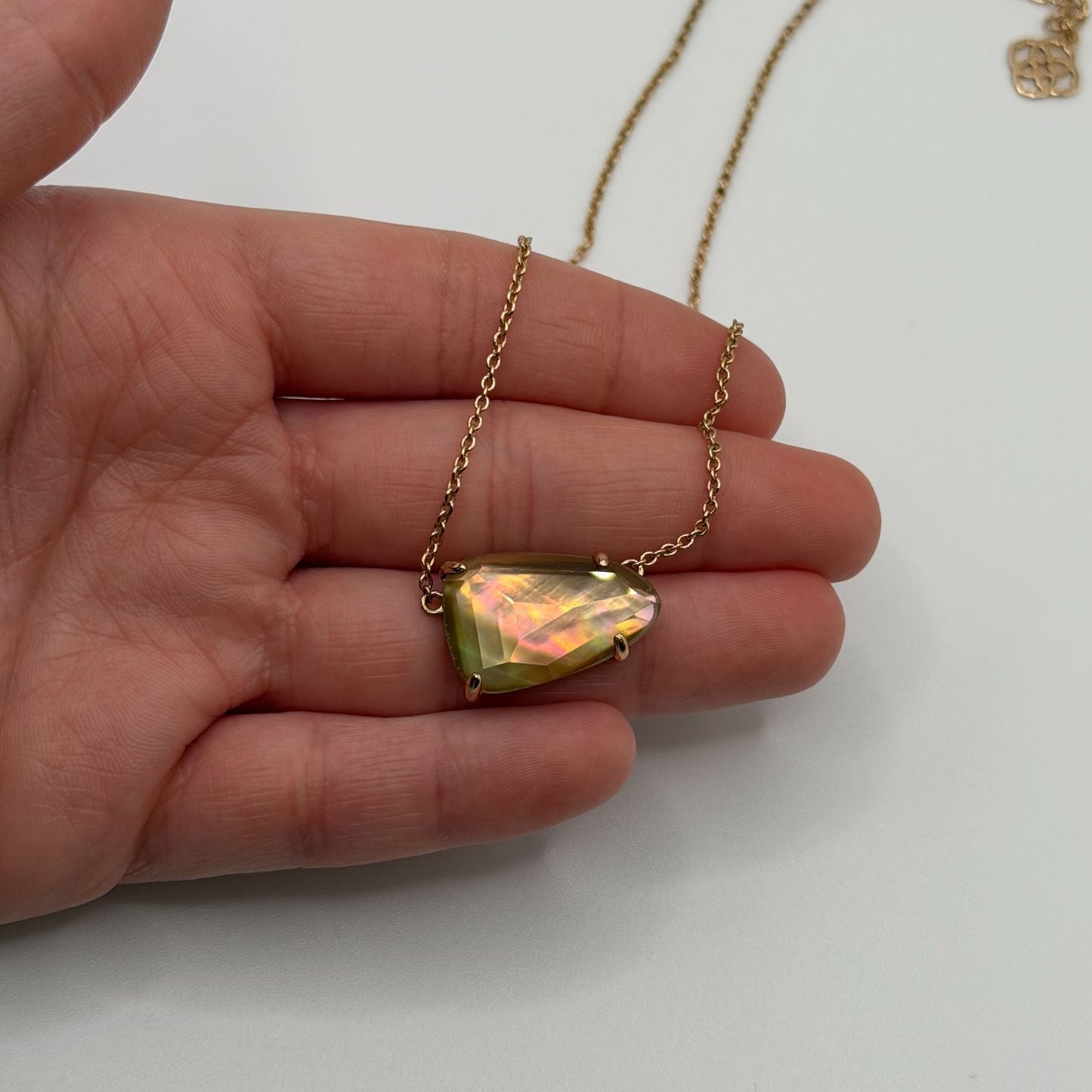 Kendra Scott Iridescent Abalone Rose Gold Necklace Adjustable Length