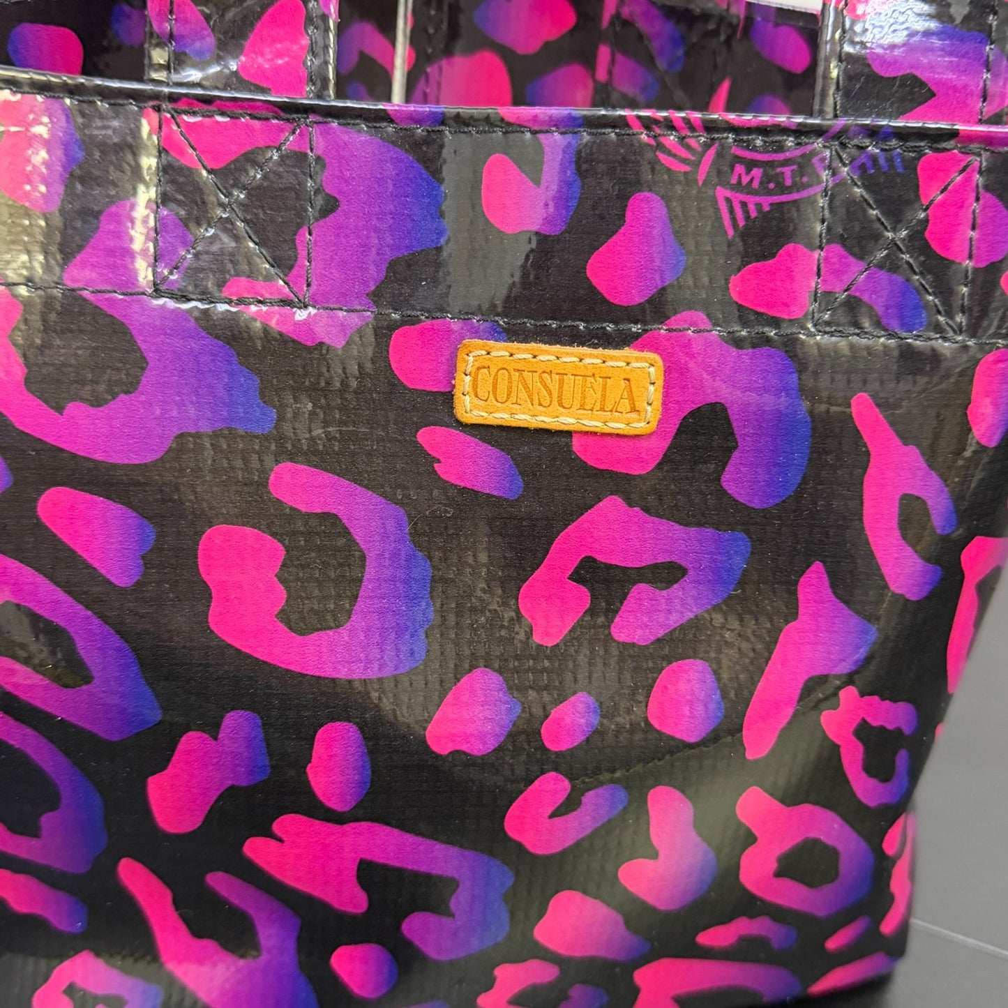 Consuela Print Tote Bag Black Pink Leopard