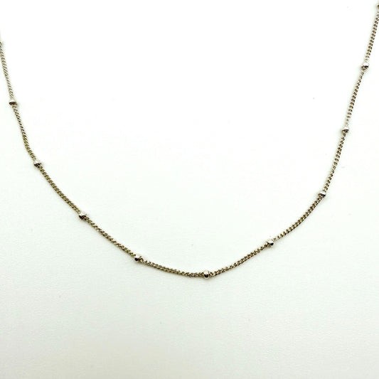 925 Sterling Silver Dainty Beaded Chain Necklace Minimalist
