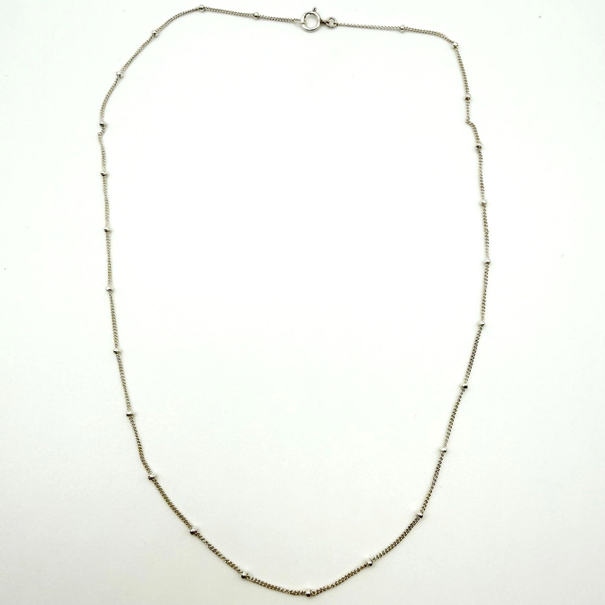 925 Sterling Silver Dainty Beaded Chain Necklace Minimalist