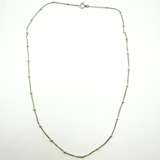 925 Sterling Silver Dainty Beaded Chain Necklace Minimalist