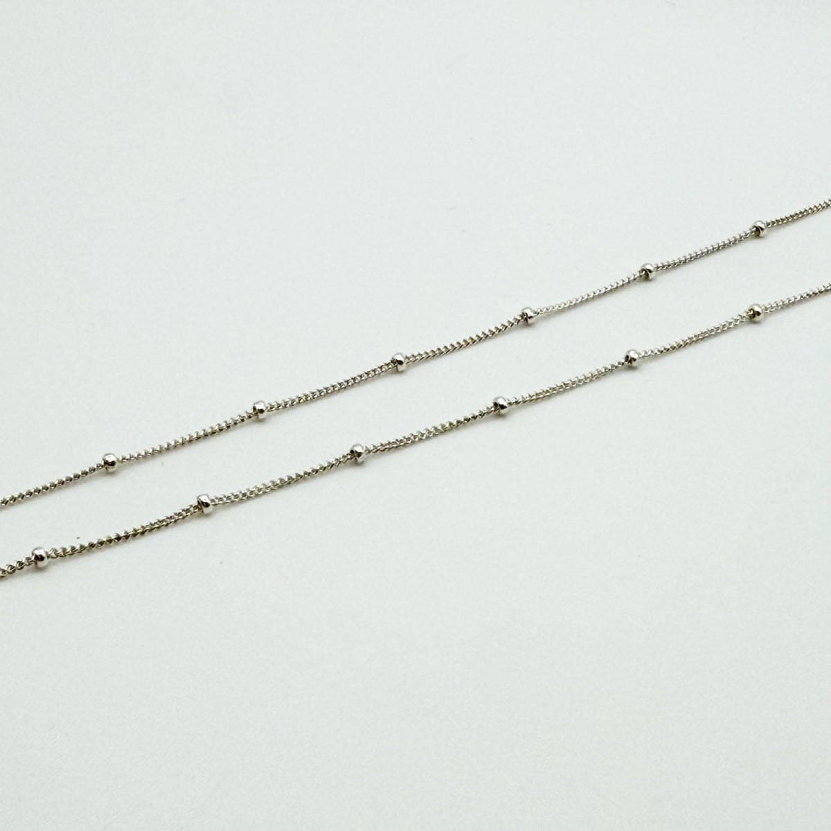 925 Sterling Silver Dainty Beaded Chain Necklace Minimalist