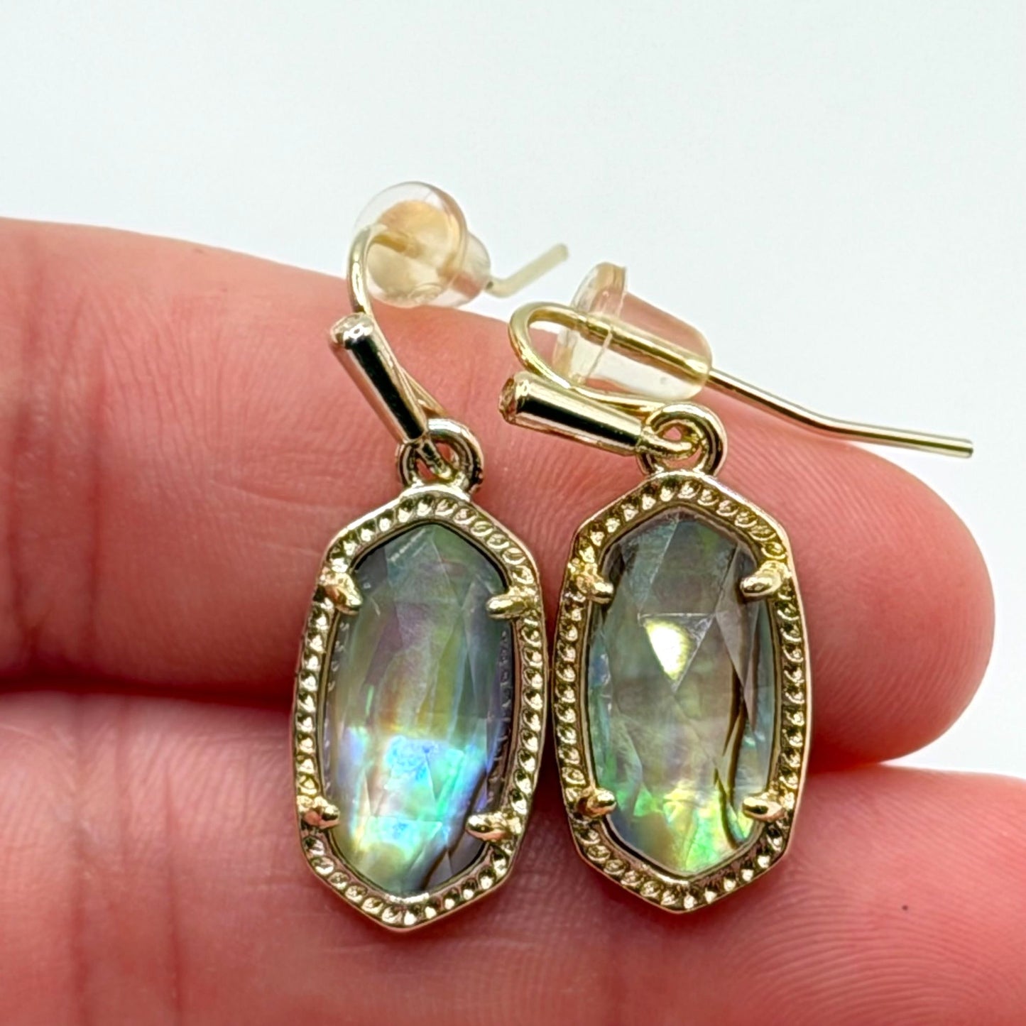 Kendra Scott Gold Tone Abalone Drop Dangle Earrings