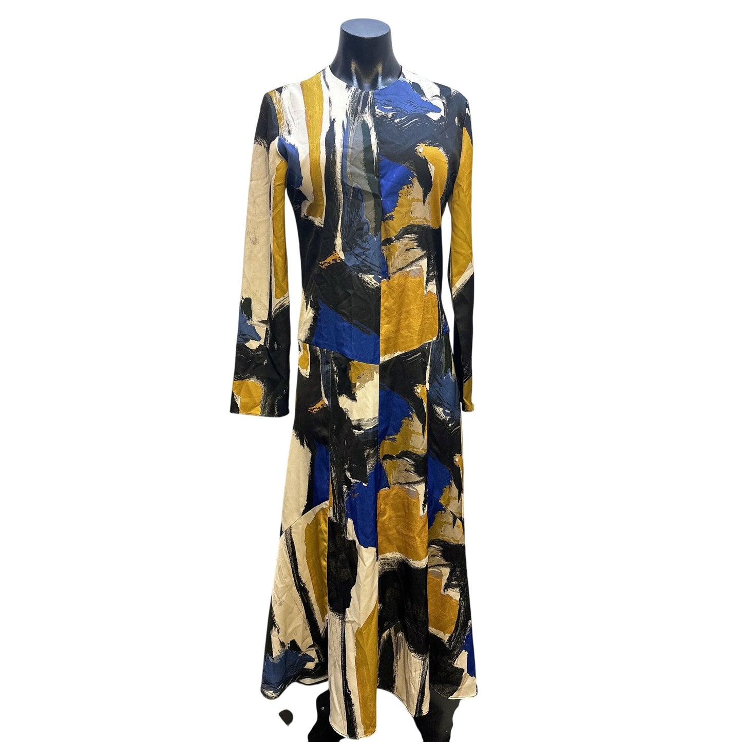 NWT Zara Abstract Print Long-Sleeve Midi Dress Size S