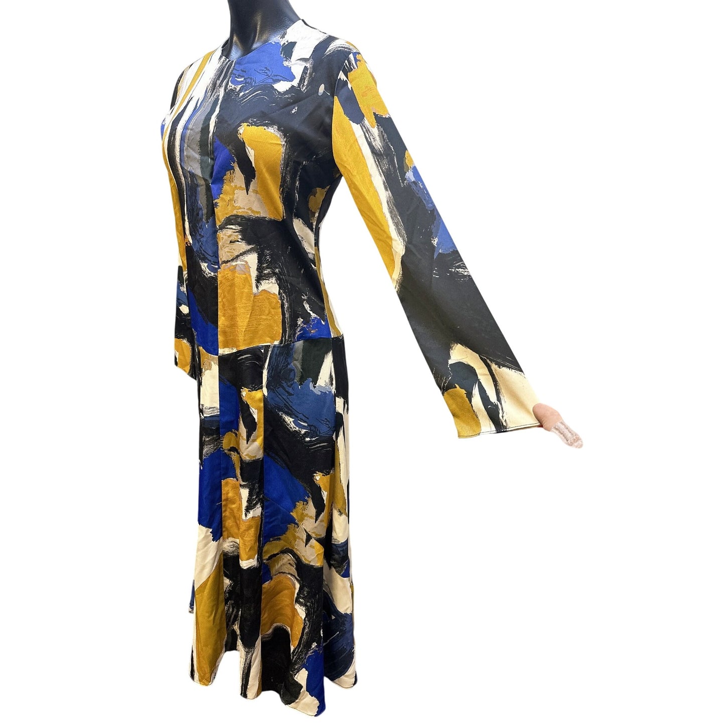 NWT Zara Abstract Print Long-Sleeve Midi Dress Size S