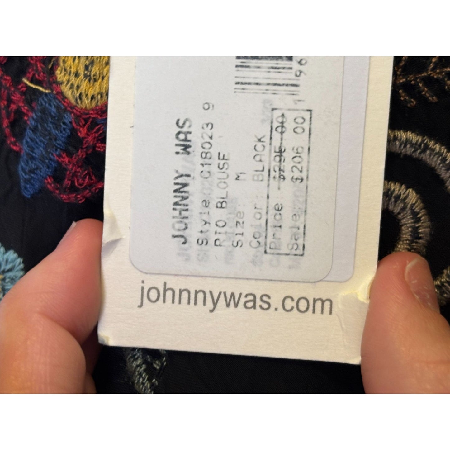 NWT Johnny Was Embroidered Blouse Black Multi Size M