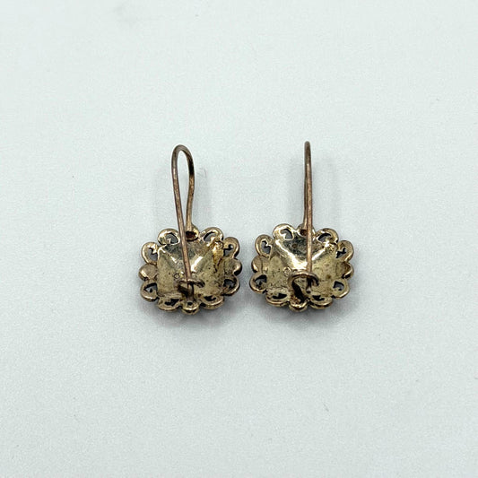 Sterling Silver 925 Marcasite Dangle Filigree Earrings Antiqued Finish