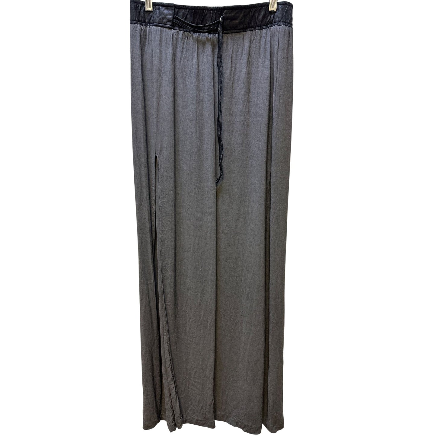 Helmut Lang Womens Gray Maxi Skirt Black Waistband Side Slit Size 4