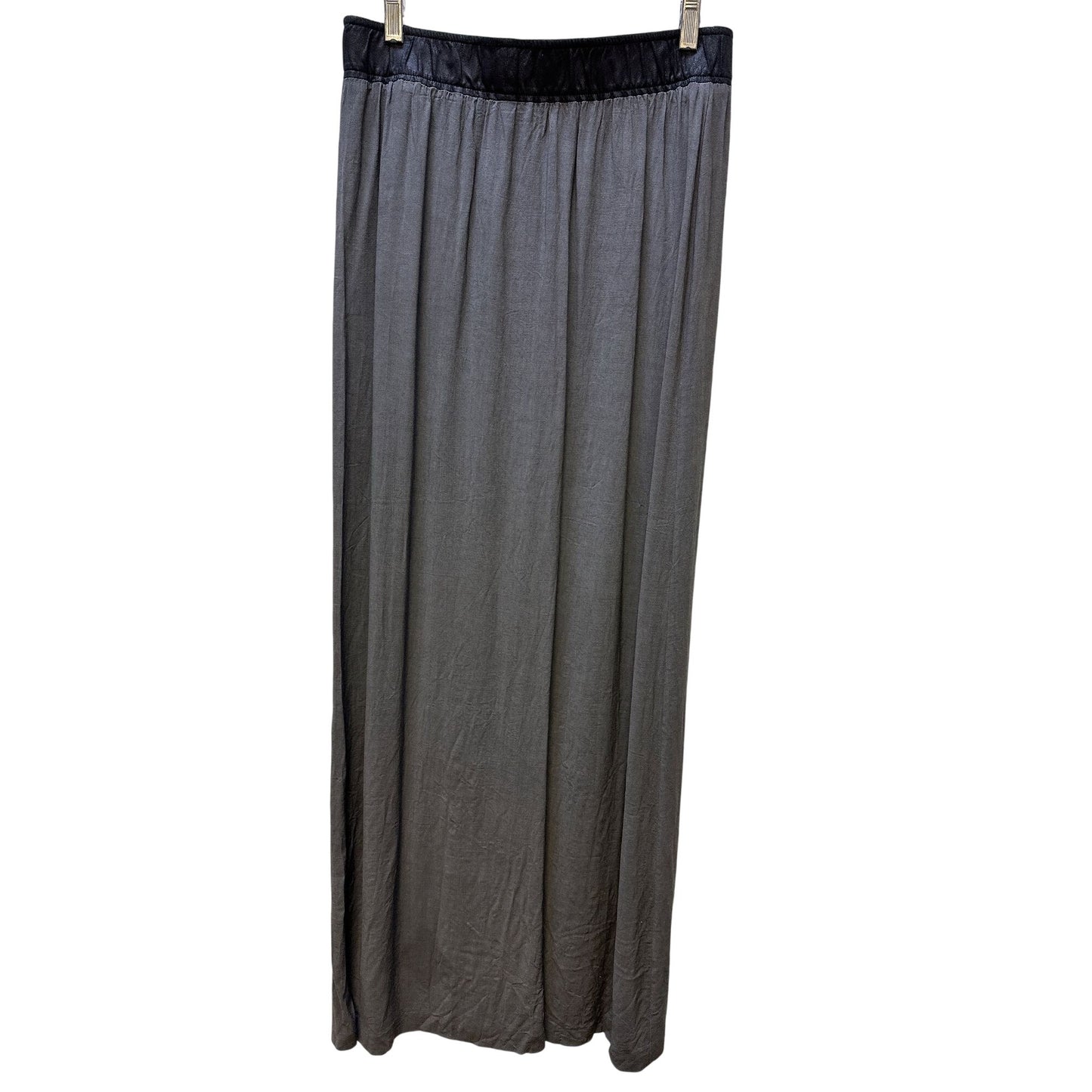 Helmut Lang Womens Gray Maxi Skirt Black Waistband Side Slit Size 4