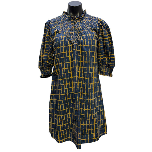Olivia James The Label Blue & Yellow Smocked Dress M