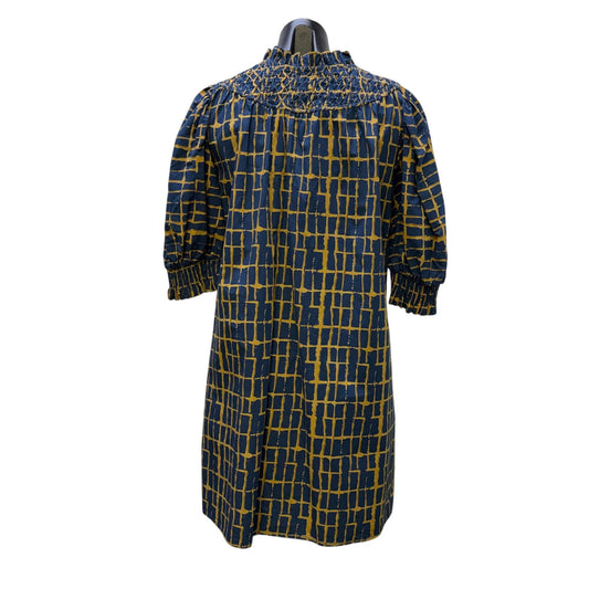 Olivia James The Label Blue & Yellow Smocked Dress M