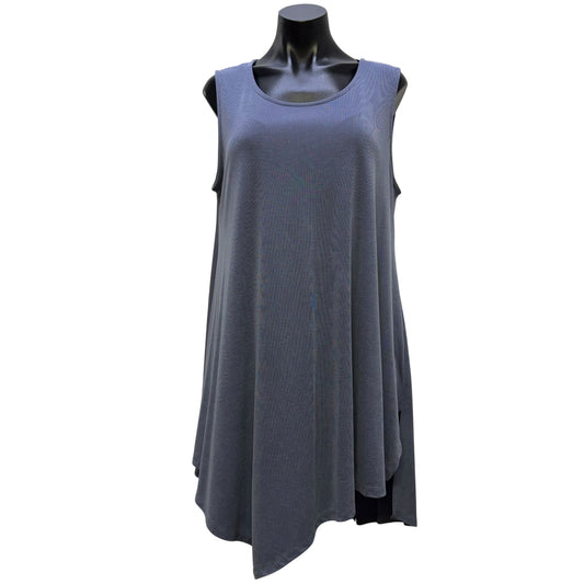 Alembika Blue Sleeveless Asymmetrical Loose-Fit Tunic Blouse Size 6/16-18