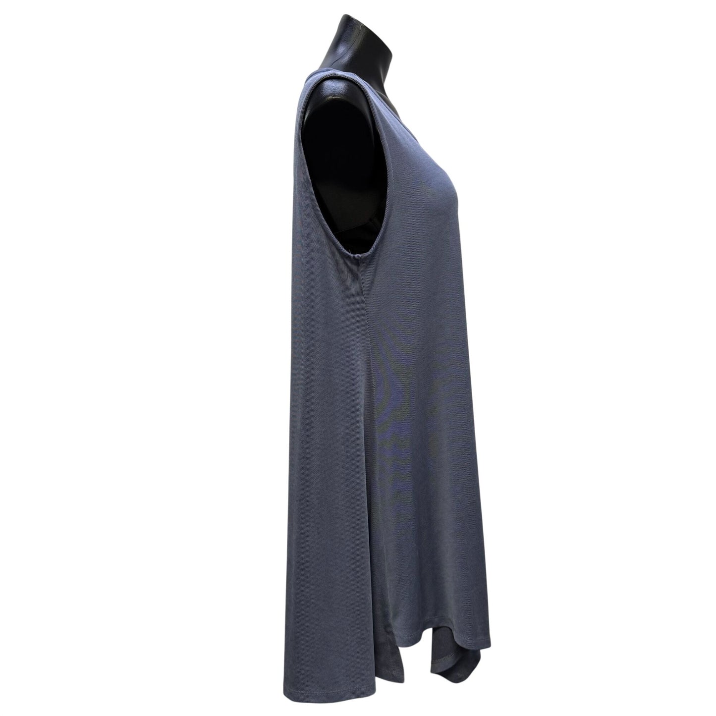 Alembika Blue Sleeveless Asymmetrical Loose-Fit Tunic Blouse Size 6/16-18